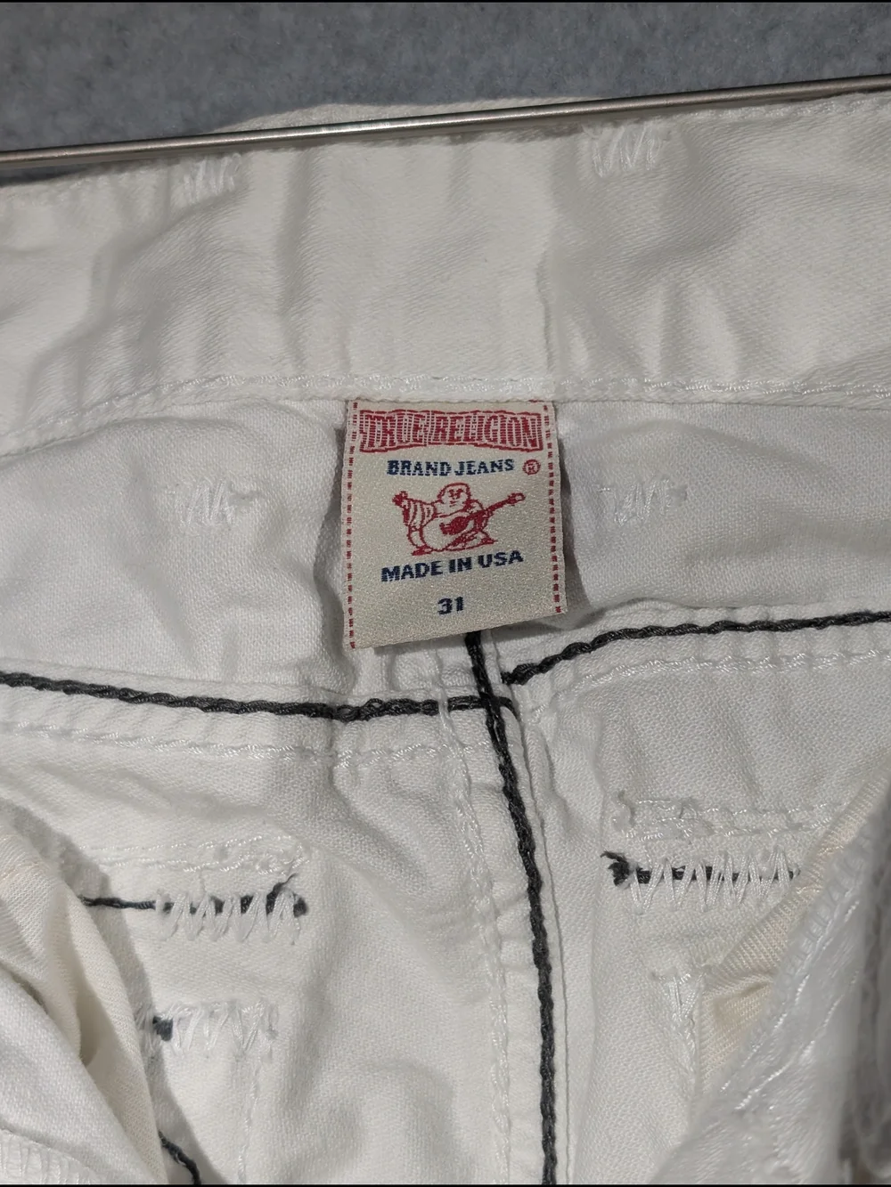 NWT True Religion Nathan Giant Big T Jeans White Size 31 - 2000s USA MADE  HTF!
